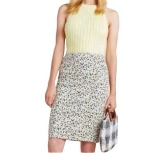 Anthropologie Maeve Leopard Jacquard Knit Pencil Skirt Knee Length Size Large